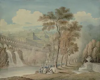 Alexander and Diogenes, by John Martin, watercolor, 1850
