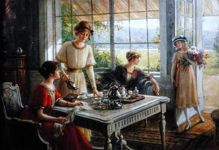 Femmes prenant le thé, detail