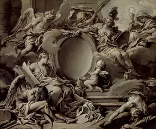 Project for a Cartouche: An Allegory of Minerva, Fame, History and Faith Overcoming Ignorance and Time, by François Boucher, unspecified, 1727