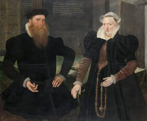 Portrait of Gillis Hooftman, Shipowner, and his Wife Margaretha van Nispen (Gilles van Eichelenberg, called Hoffman), by Maerten de Vos, unspecified, 1588
