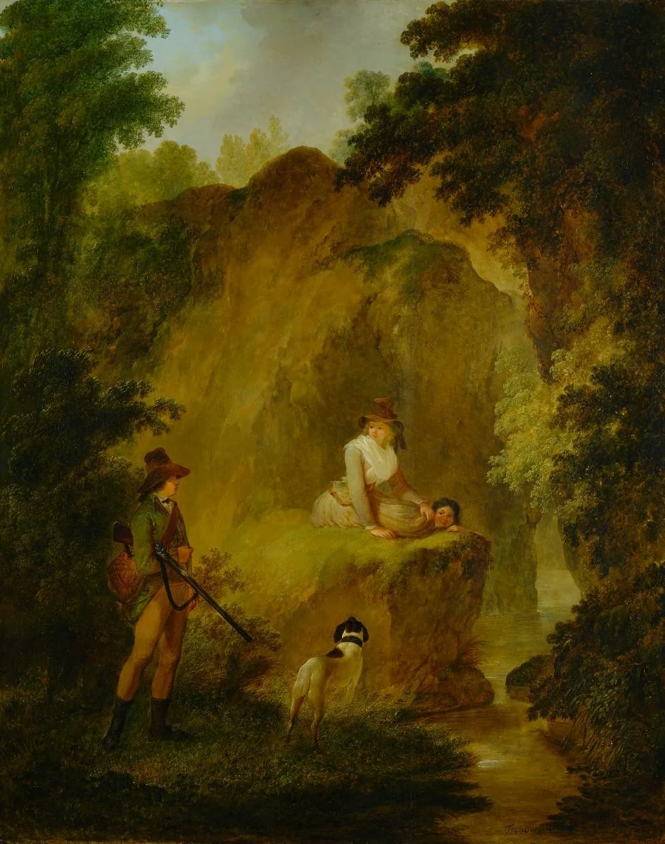 Der Künstler als Jäger mit Gattin und Schwägerin am Sihlsprung, detail