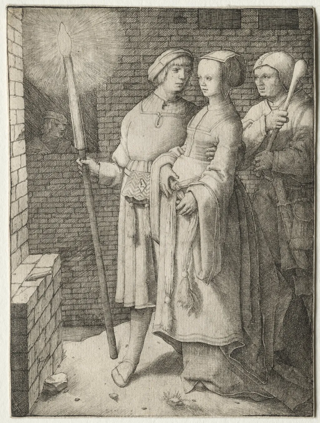 The Man with the Torch and a Woman Followed by a Fool, by Lucas van Leyden, 1508