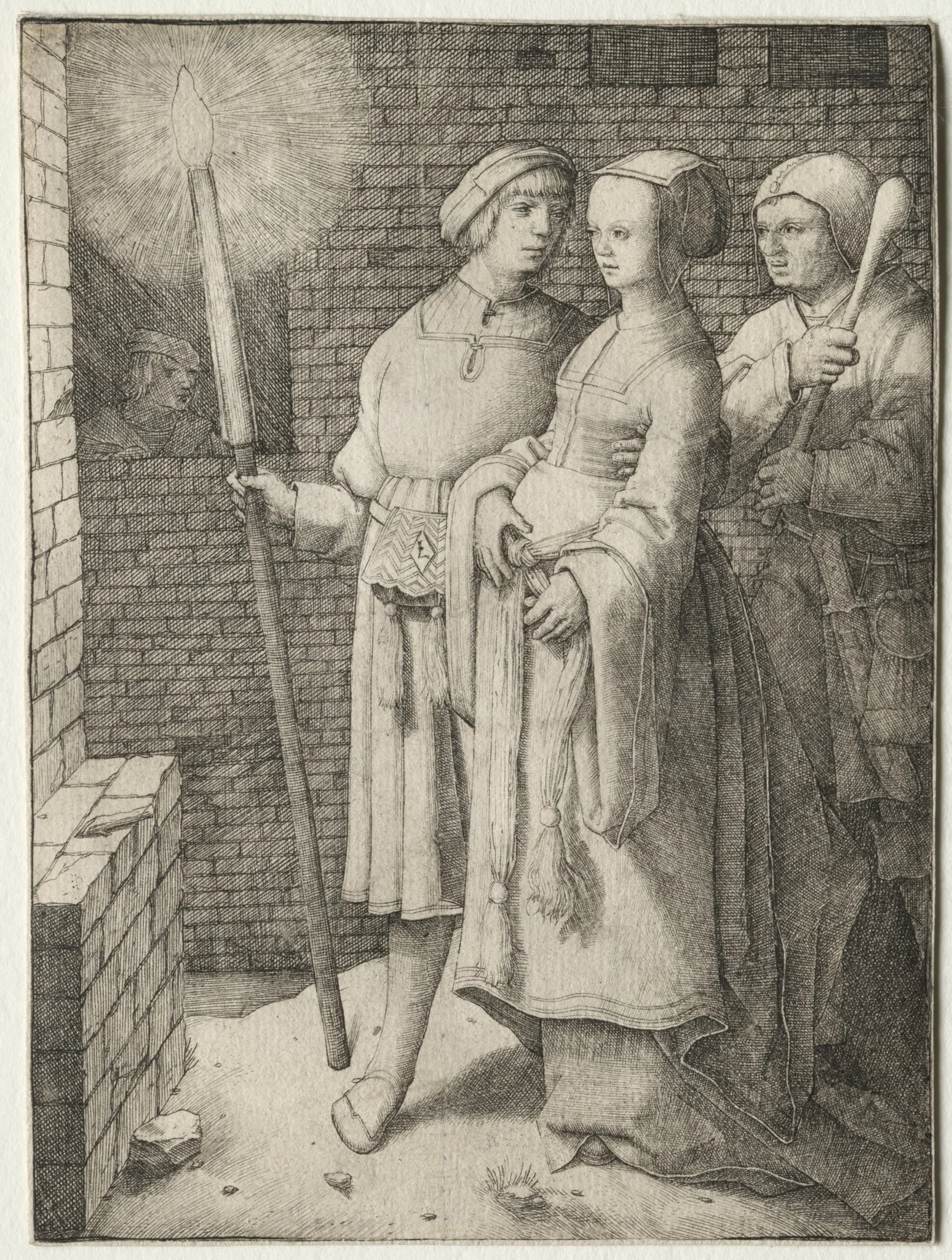 The Man with the Torch and a Woman Followed by a Fool, detail