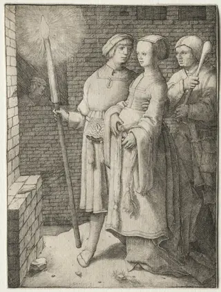 The Man with the Torch and a Woman Followed by a Fool, by Lucas van Leyden, 1508
