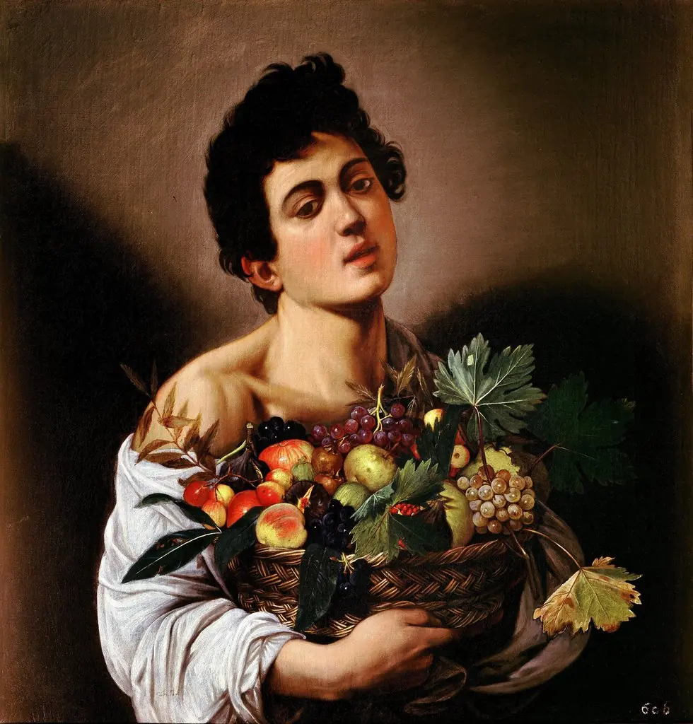 Boy with a Basket of Fruit, by Caravaggio, oil, 1598