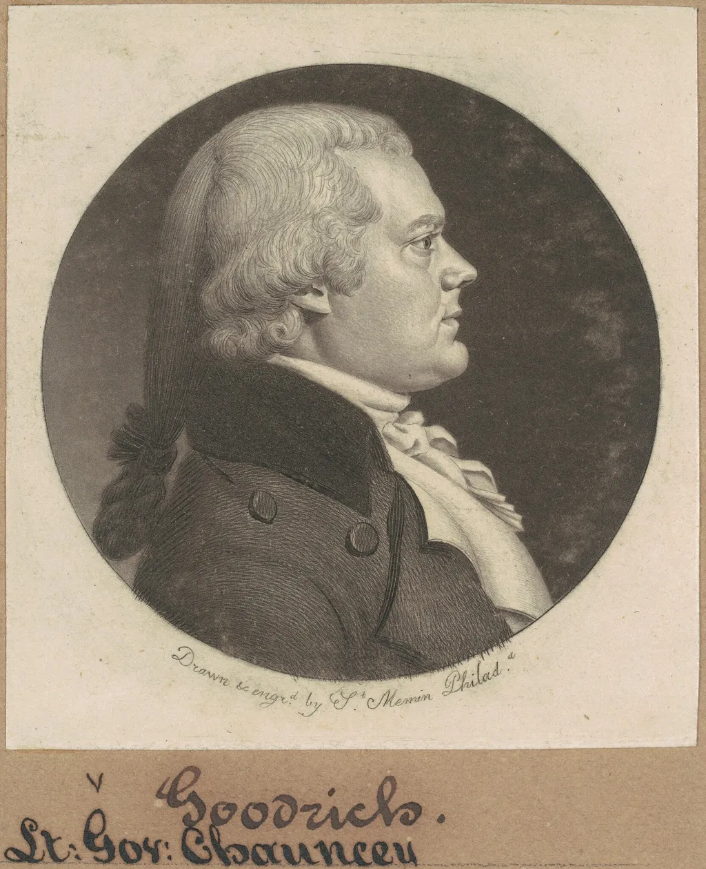 Chauncey Goodrich, by Charles B. J. Févret de Saint-Mémin, ink, 1799
