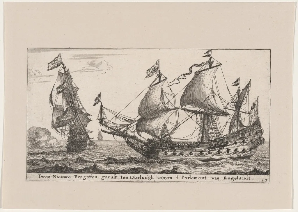 Two Dutch Frigates, by Nooms, called Zeeman, Reinier, ink, 1653