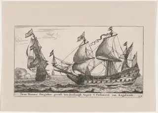 Two Dutch Frigates, by Nooms, called Zeeman, Reinier, ink, 1653