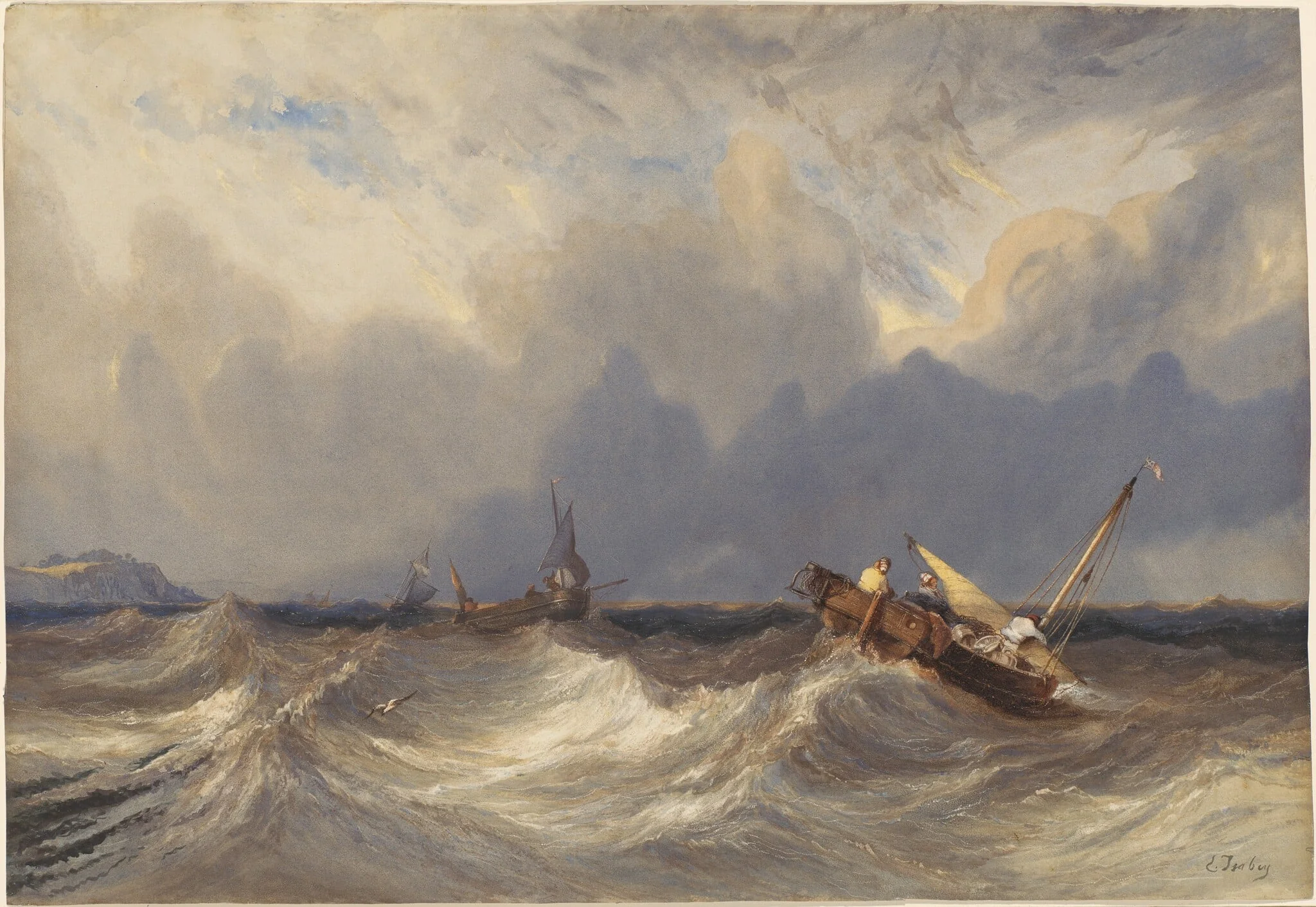 Fishing Boats Tossed before a Storm, detail
