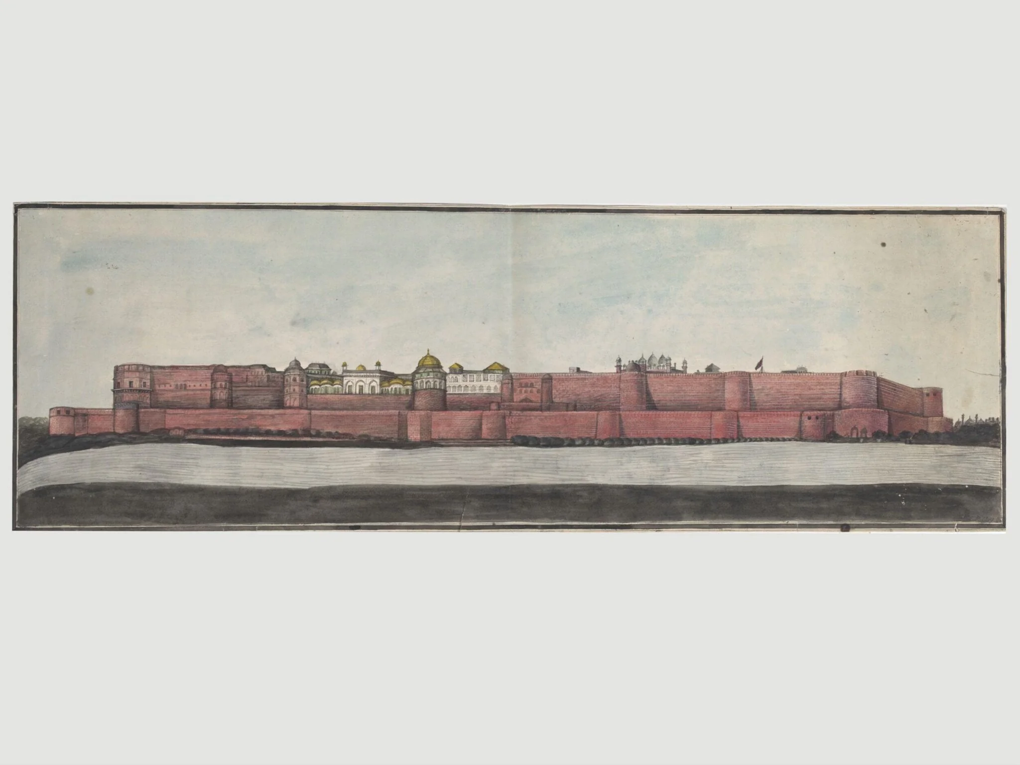 Panoramic view of the Fort at Agra., detail