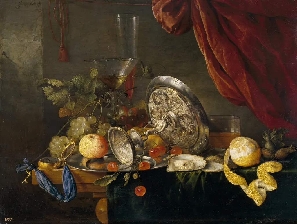 Still Life on a Wooden Table (Mesa), by Jan Davidsz. de Heem, oil, 1601
