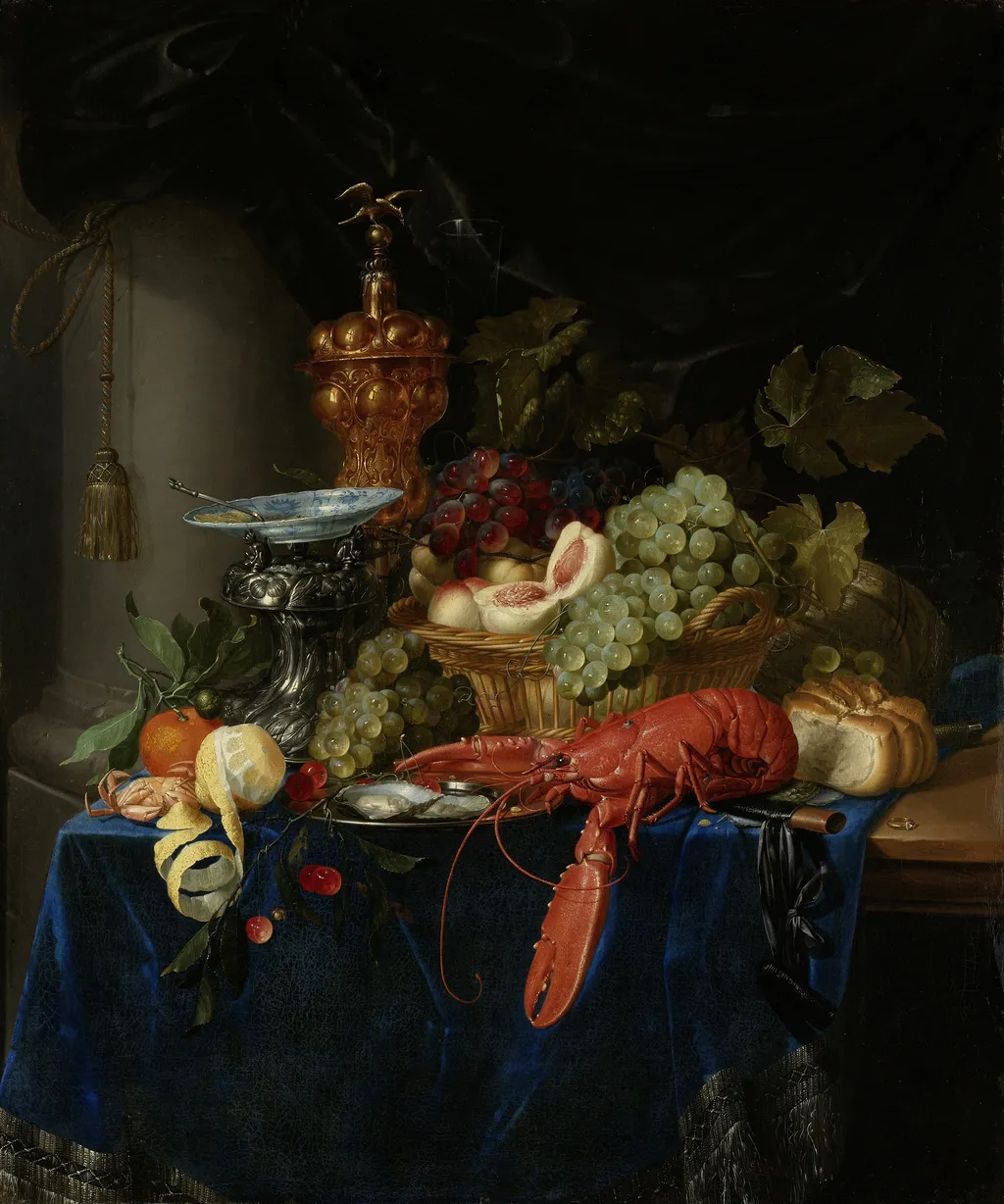 Still life with a golden goblet, by Pieter de Ring, oil, 1650