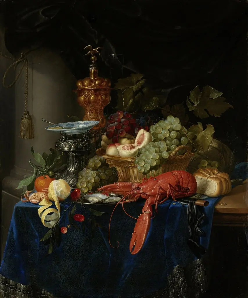 Still life with a golden goblet, by Pieter de Ring, oil, 1650