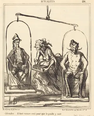 Attendez... il faut encore ceci..., by Honoré Daumier, ink, 1866