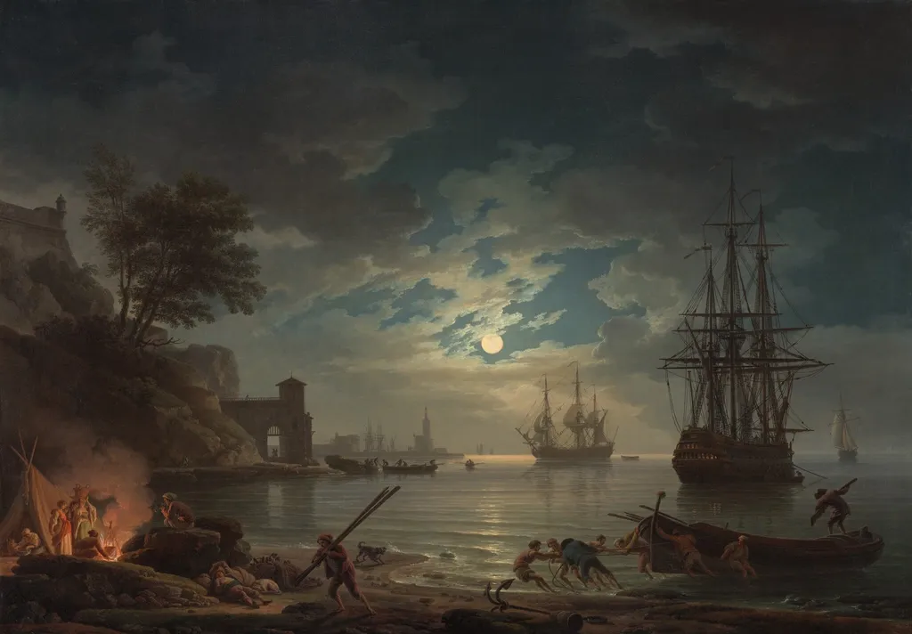 Moonlight, by Claude-Joseph Vernet, oil, 1772