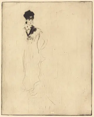 Sketch of a Young Lady in Violet (Esquisse de jeune femme a la violette), by Norbert Goeneutte, ink, 1874