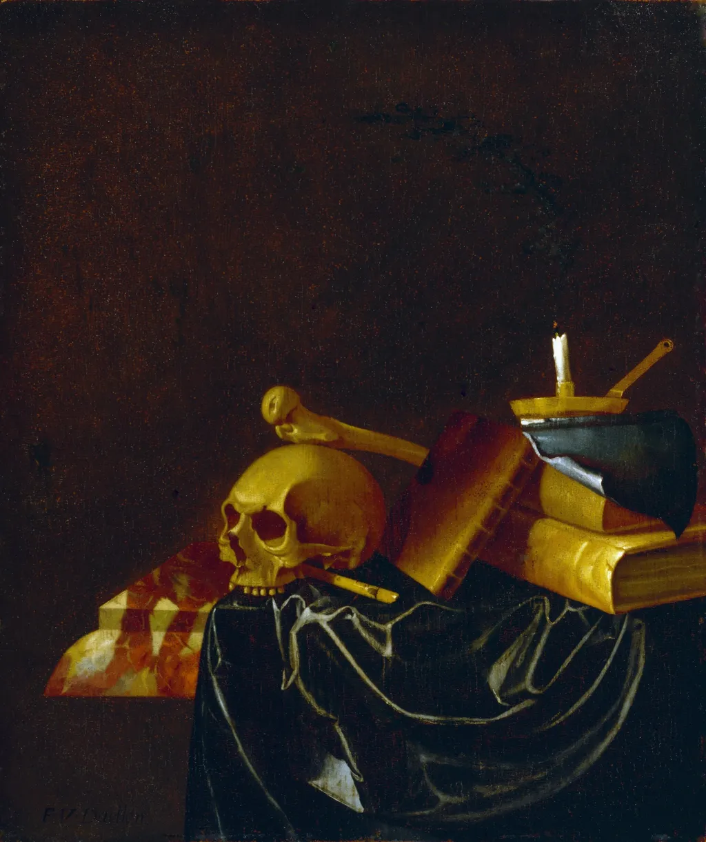 Vanitas Still Life, by François van Daellen, unspecified, 1696
