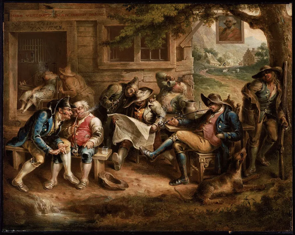 Rip Van Winkle and His Companions at the Inn Door of Nicholas Vedder, by John Quidor, oil, 1839