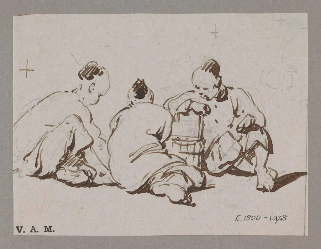 Three seated figures, by George Chinnery, 19