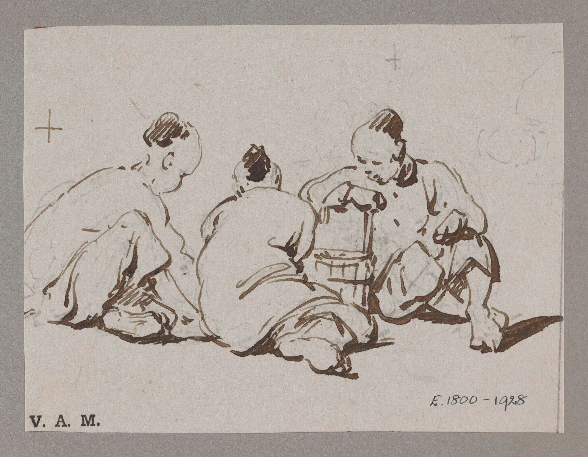 Three seated figures, detail