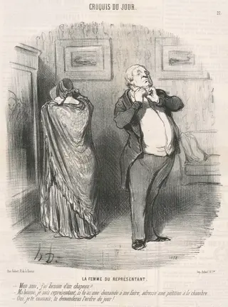 La femme du représentant, by Honoré Daumier, ink, 1849