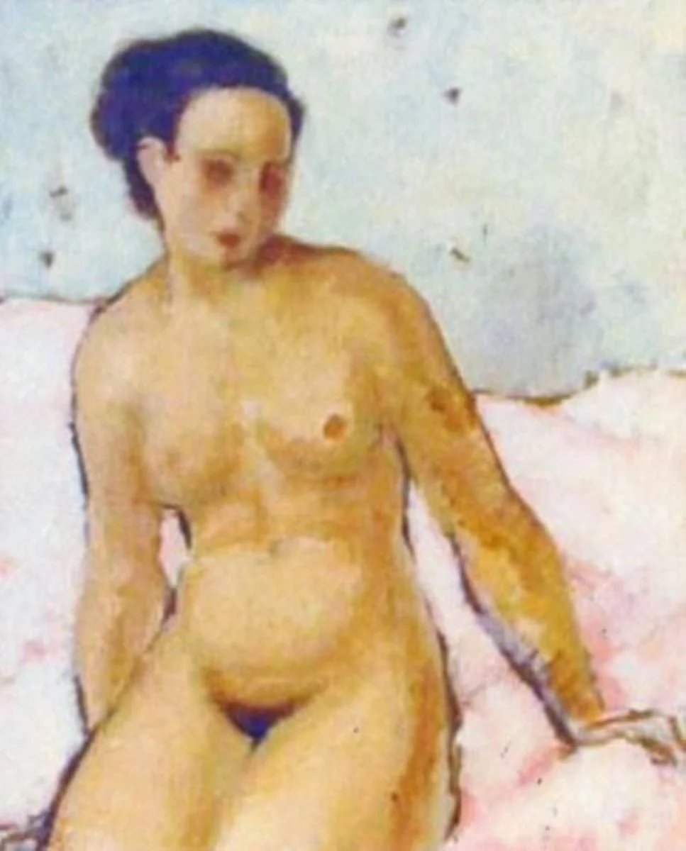 Nud șezând, detail