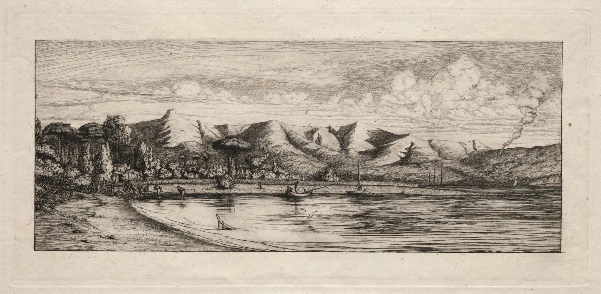 Seine Fishing off Charcoal Burner's Point, Akaroa, detail