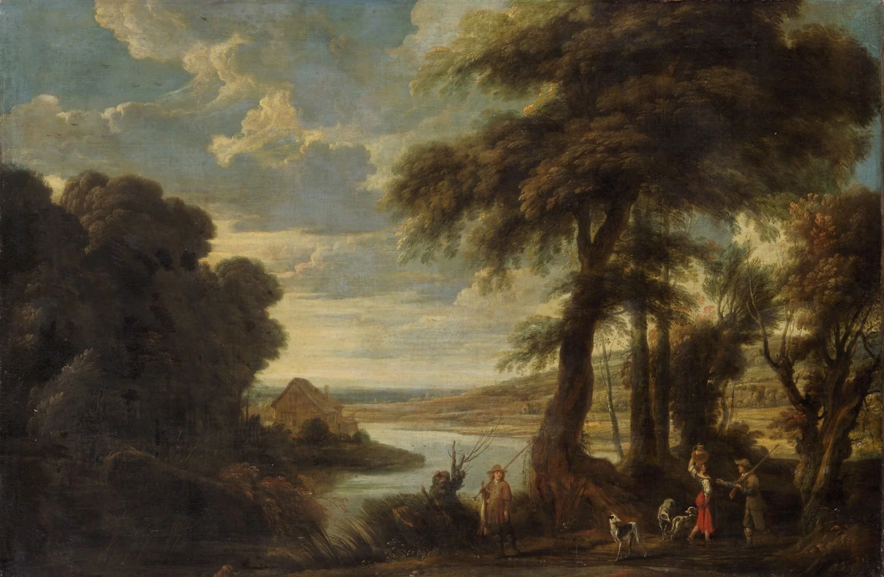 Landscape with hunters, detail
