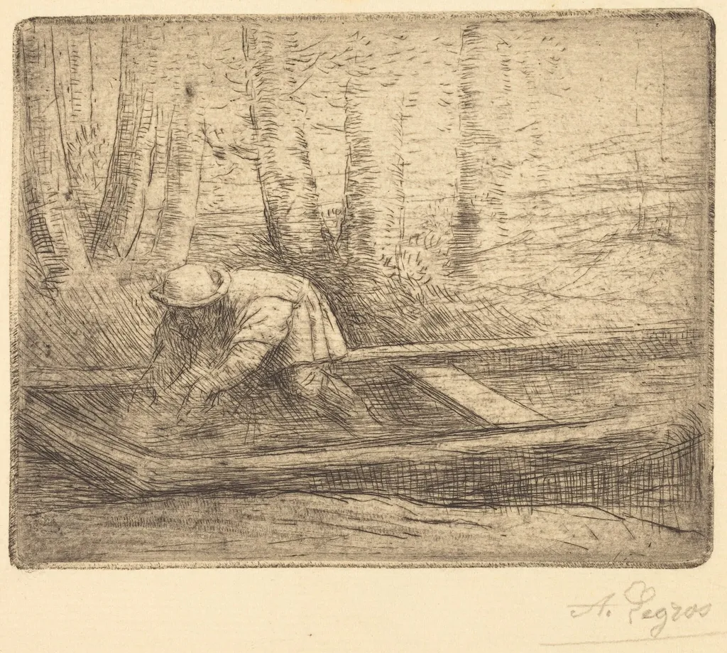 Man in Punt, by Alphonse Legros, ink, 1874