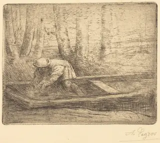 Man in Punt, by Alphonse Legros, ink, 1874