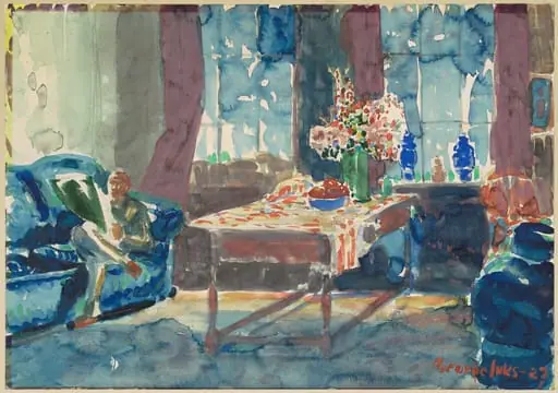 Self-Portrait: Interior of My New York Apartment, by George Luks, graphite, 1927