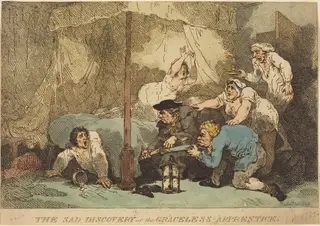 The Sad Discovery, or The Graceless Apprentice, by Thomas Rowlandson, ink, 1785