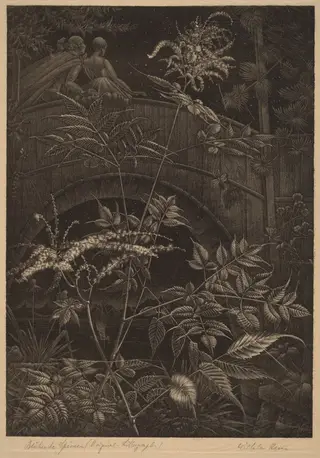 Blühende Spireen (Blooming Spiraea), by Wilhelm Heise, ink, 1925