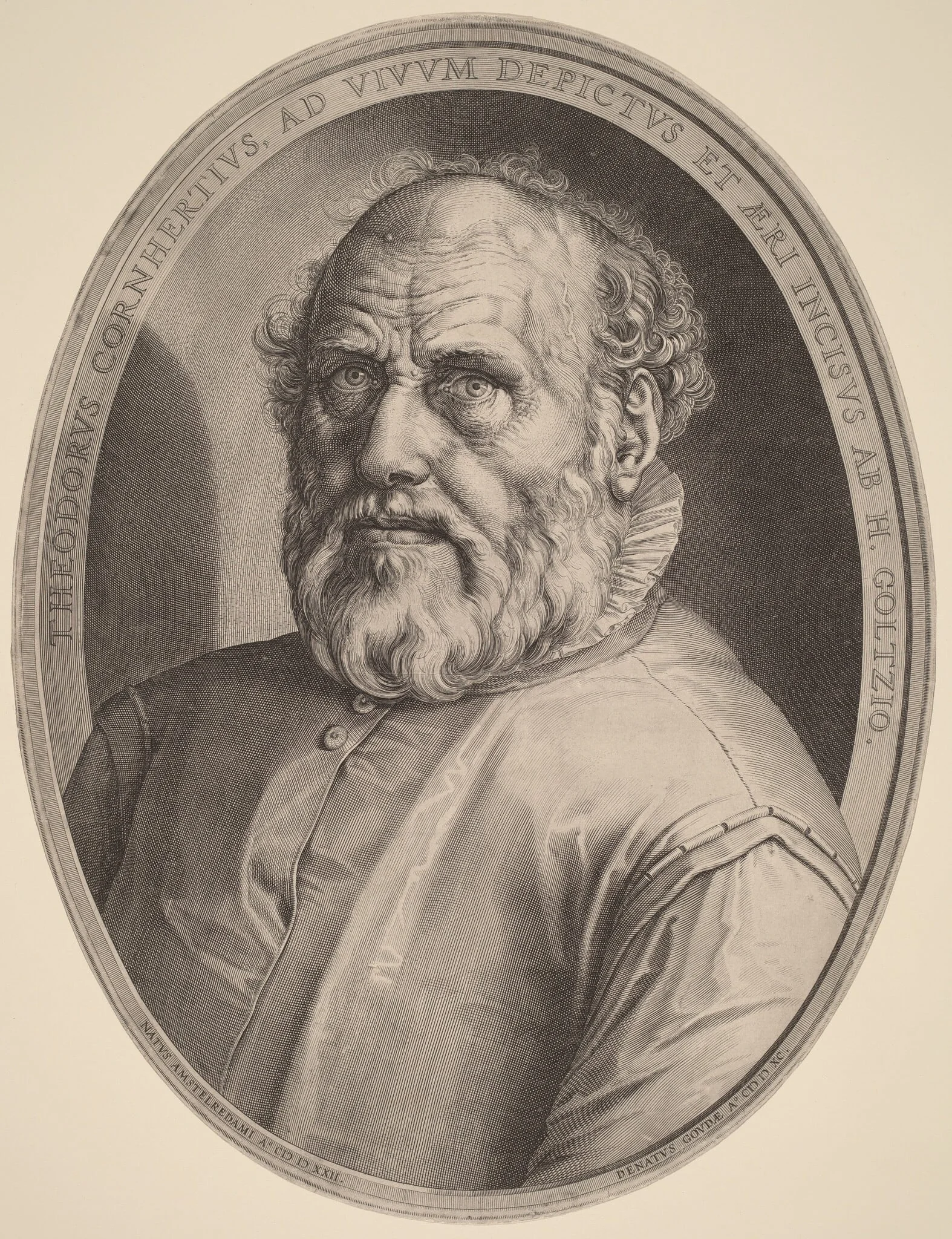 Portrait of Dirck Volckertcz. Coornhert, detail