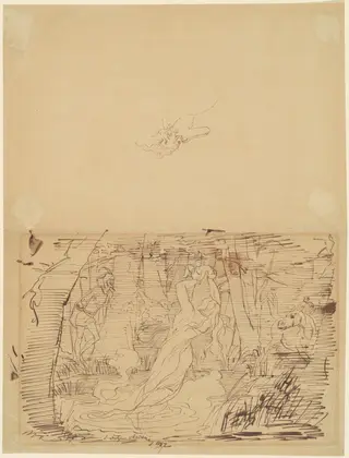 Gretchen Murdering Her Child, by Emanuel Gottlieb Leutze, ink, 1852
