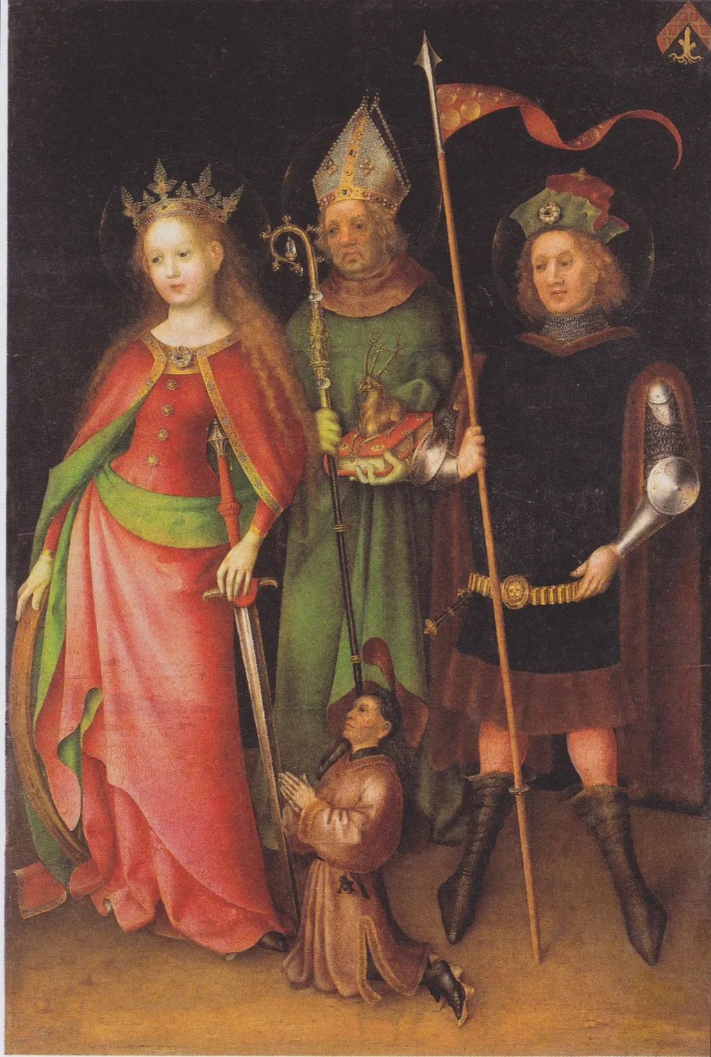 Sts. Catherine, Hubert and Quirinus (Last-Judgement-Altar), by Stefan Lochner, oil, 1445