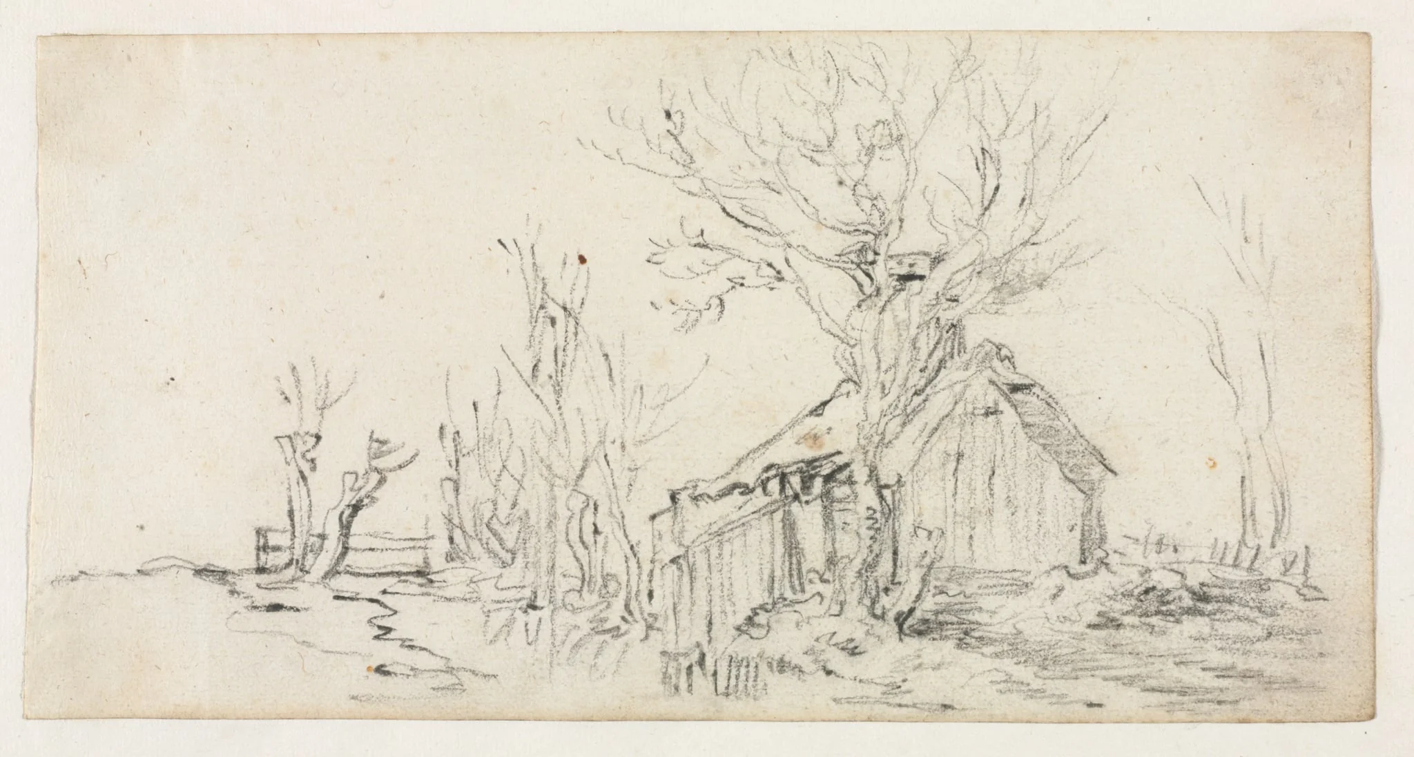 Sketch of Landscape with Cottage, detail