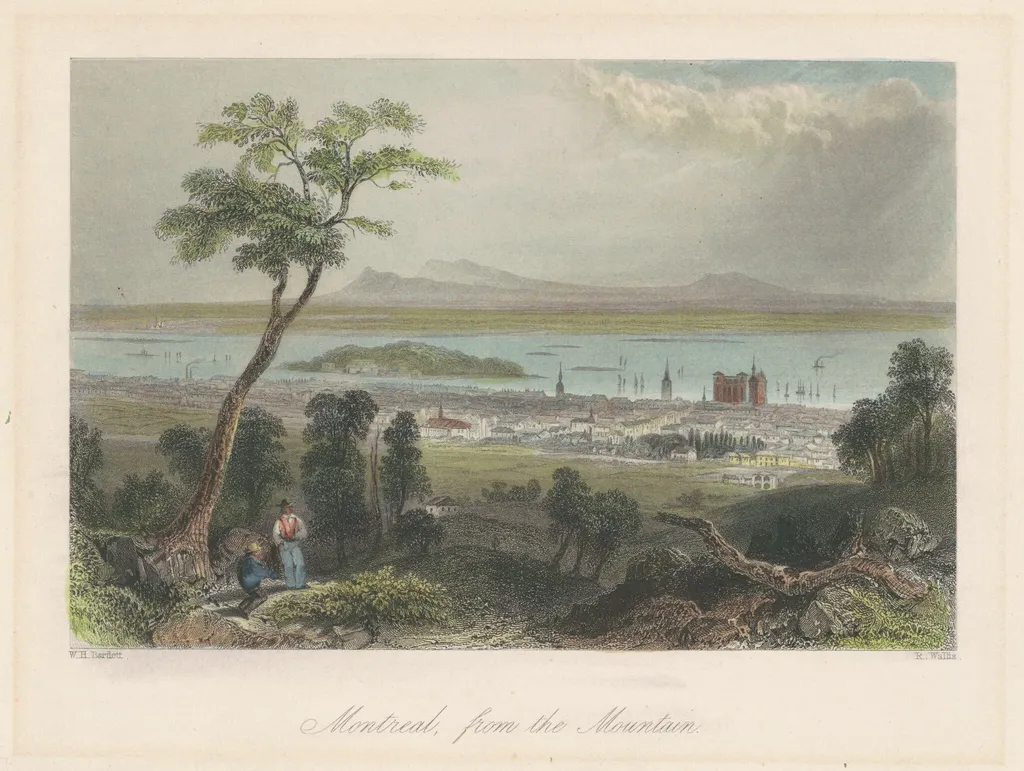 Montreal, from the Mountain, by Robert Wallis, ink, 1840