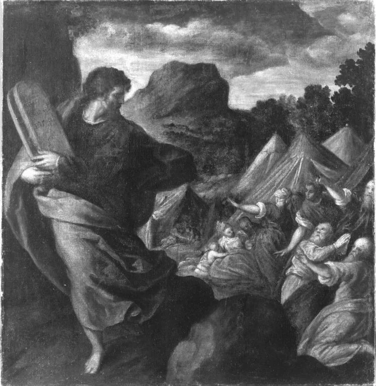 Moses bringt die Gesetzestafeln (?), detail
