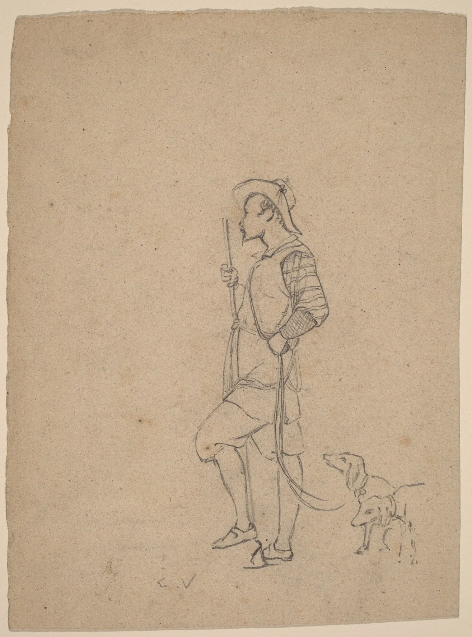 Study of Hunter with Dogs, detail