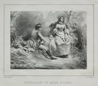 Picturesque Views of Scotland:  Waverly and Miss Flora, by Eugène Lami, 1826