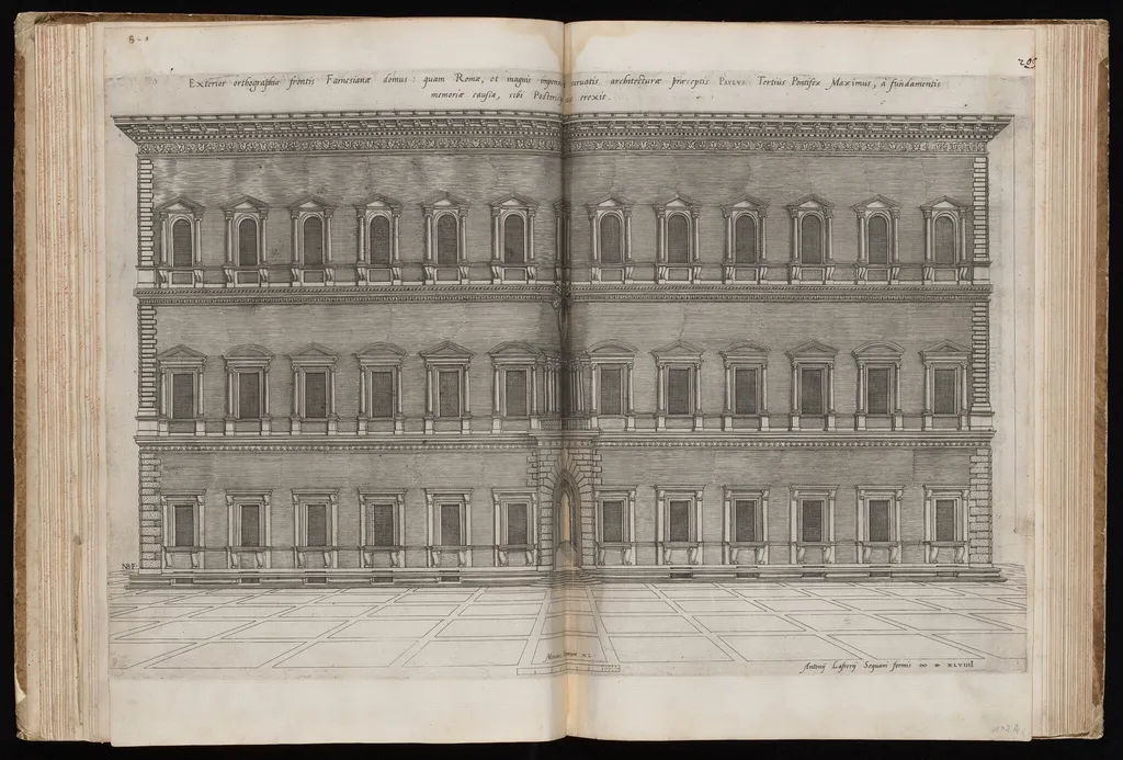 Palazzo Farnese, by Nicolas Beatrizet, ink, 1549
