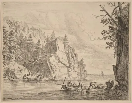 View of the River Rhine, by Jan van Aken, ink, 1638