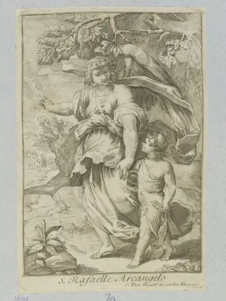 Raphael conducting Tobias, by Camillo Tinti, 1750