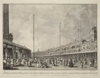Procession on Corpus Christi Day in the Piazza San Marco, by Giovanni Battista Brustolon, ink, 1764