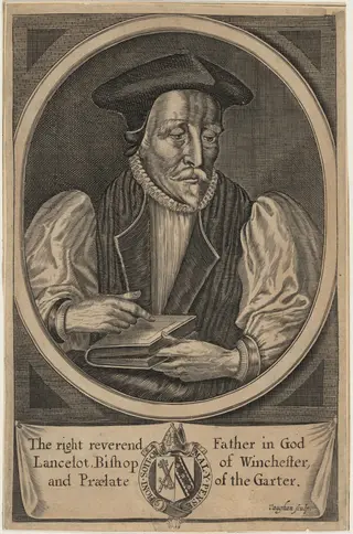 Lancelot Andrewes, Bishop of Winchester, by Robert Vaughan, ink, 1657
