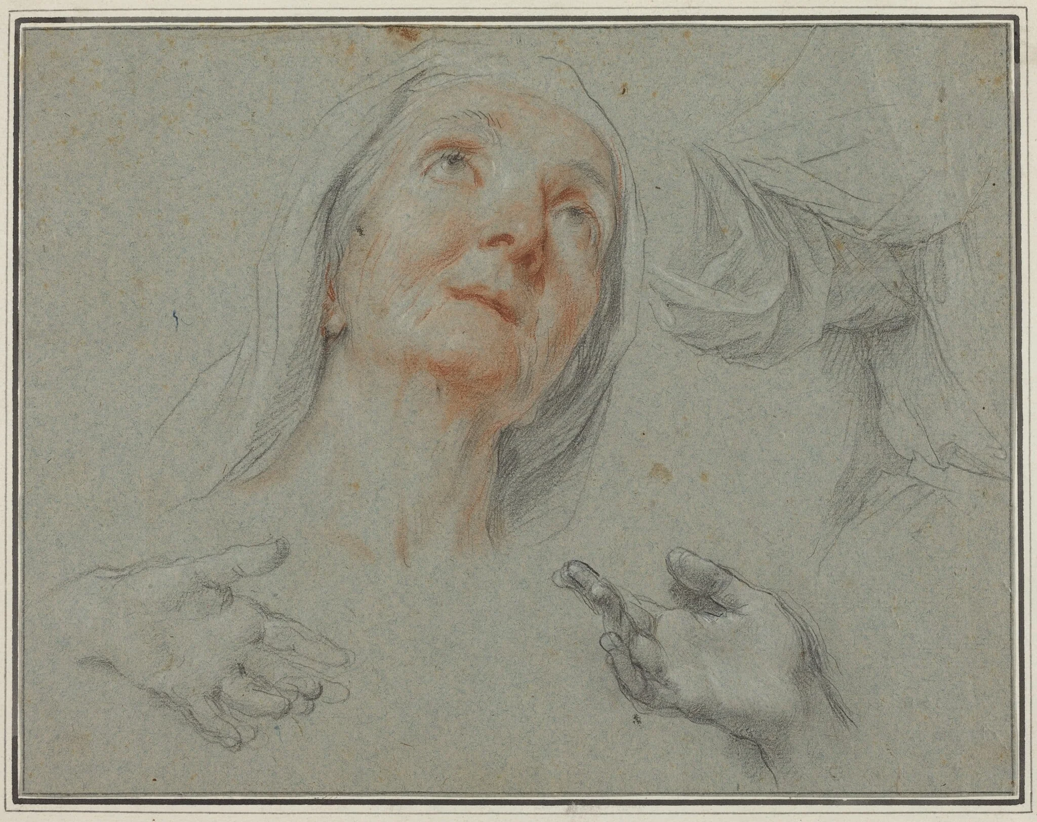 Studies for Saint Anne in "Education of the Virgin", detail