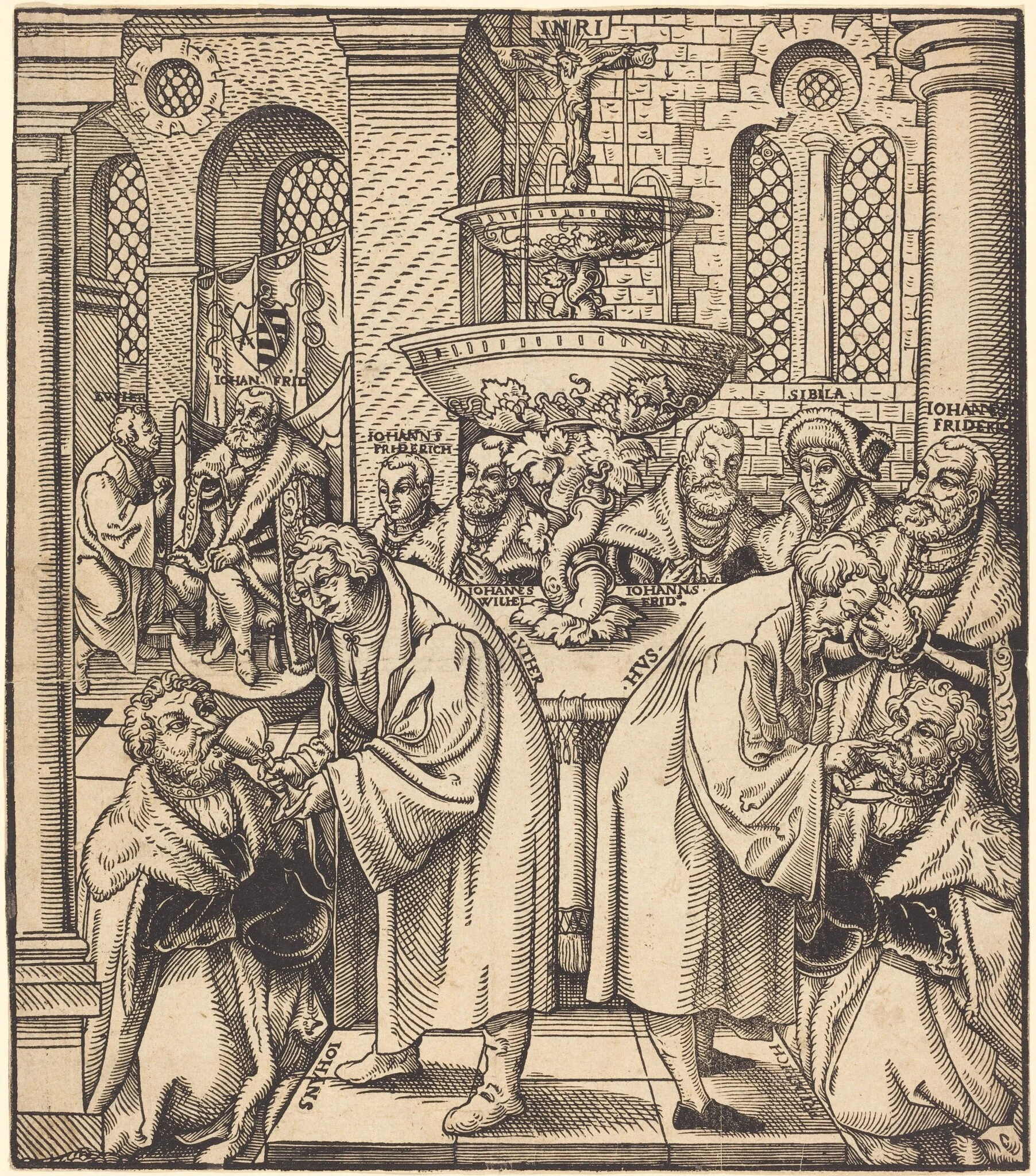 The Reformers Luther and Hus Giving Communion to the Princes of the House of Saxony, detail