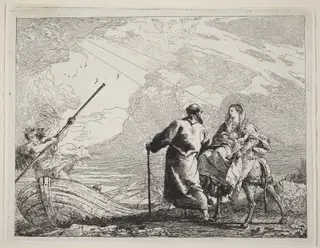 The Holy Family at the Bank of the River, by Giovanni Domenico Tiepolo, ink, 1753