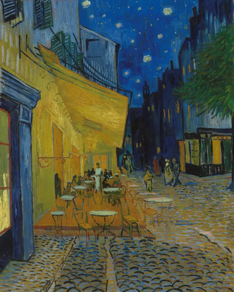 Café Terrace at Night, by Vincent van Gogh, oil, 1888